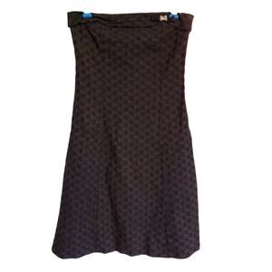 Anthropologie Y2K Odille Black Eyelet Bow Strapless Mini Dress Size 8